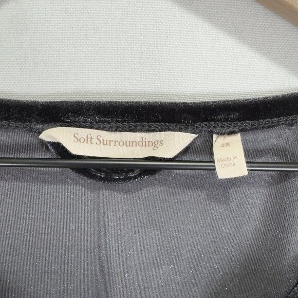 Soft Surroundings Dress Womens 2X Plus Black Velour Stretch‎ Soft Feminine Comfy - Picture 5 of 9